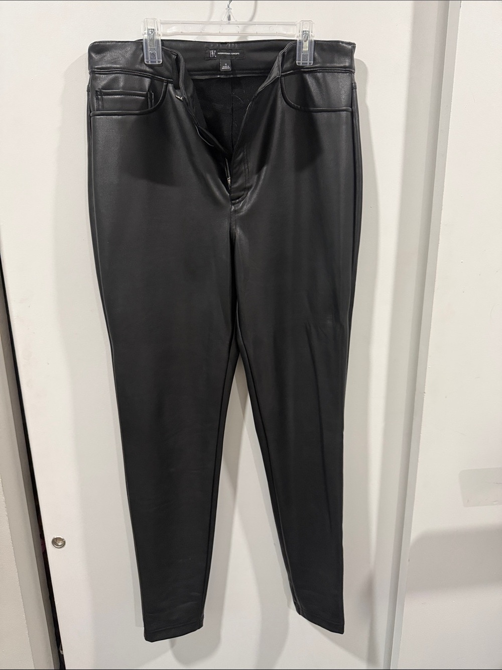 INC International Concepts Black Faux Leather Jeggings